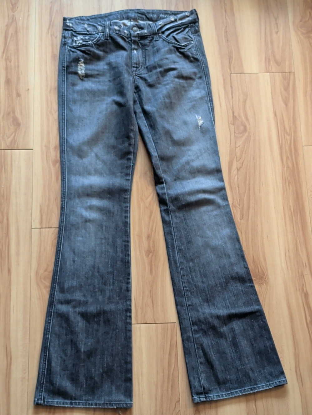 7 For All Mankind Dark Gray Flared Jeans